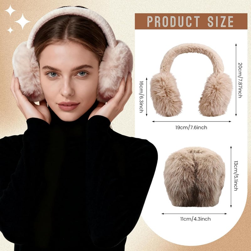 Cutecrop Ear Muffs for Winter Women, Earmuffs for Women Winter Ear Muffs Foldable Soft Faux Furry Ear Warmers Covers - Image 2